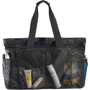 Extra Large Mesh Beach Pool Tote Bag for Family, Sandproof with Zipper